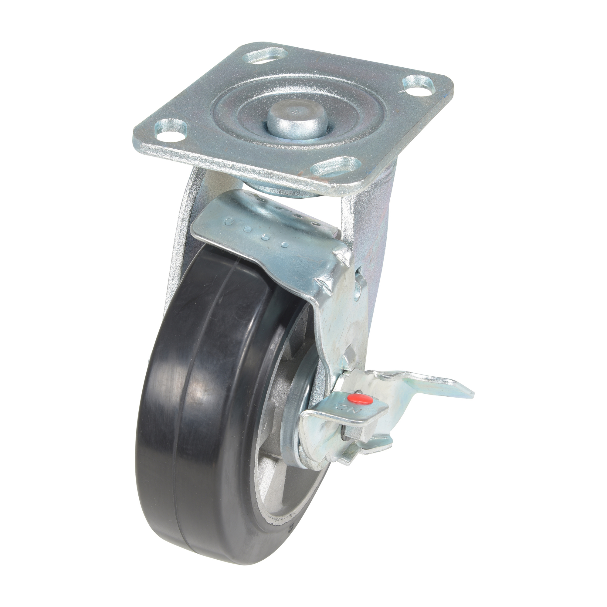 Vestil Rubber Swivel With Brake Caster 6 In. Diameter x 2 In. Width 771 Lb. Capacity Black/Gray